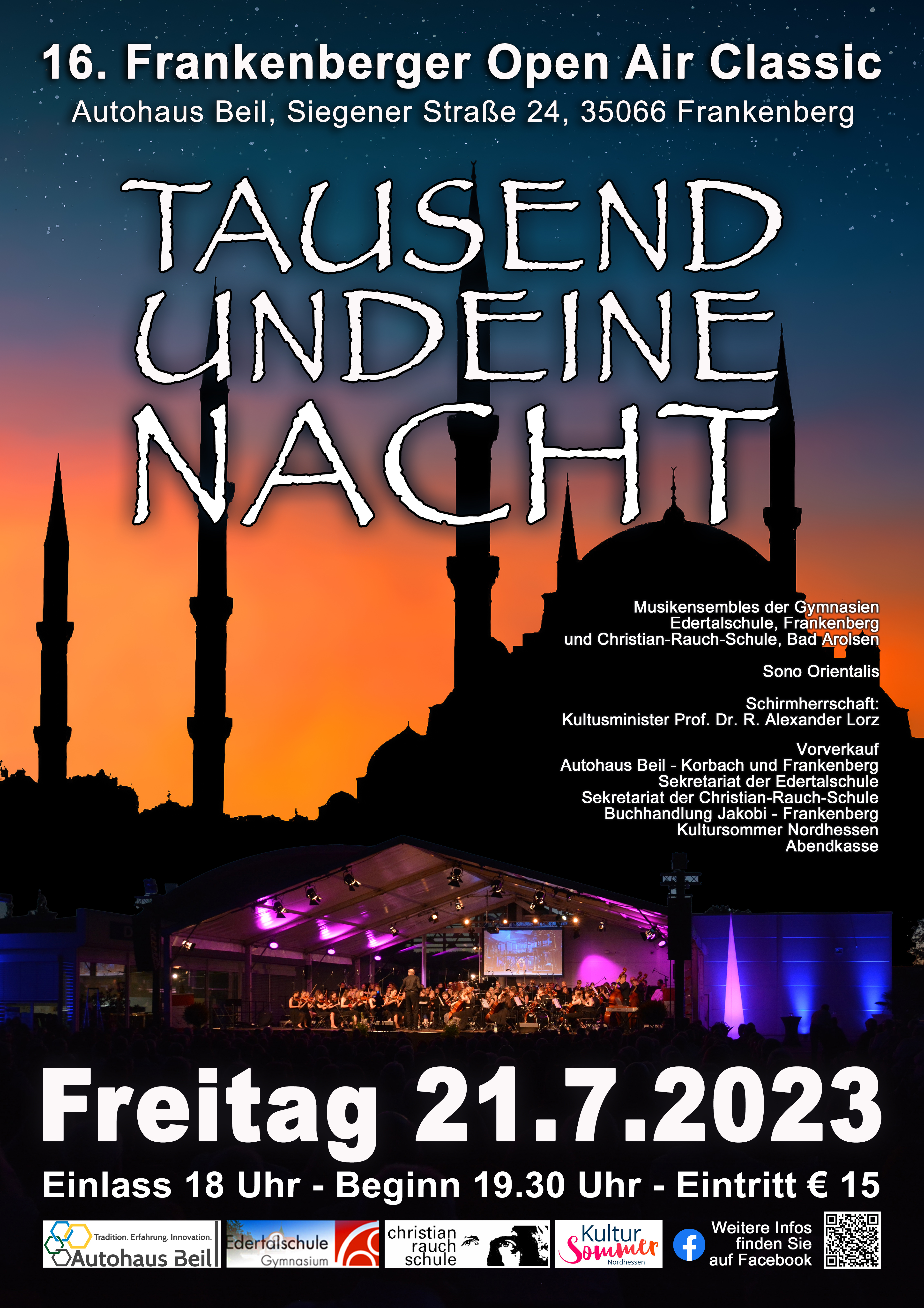 Plakat für das 16. Frankenberger Open Air Classic Konzert am 21.7.202